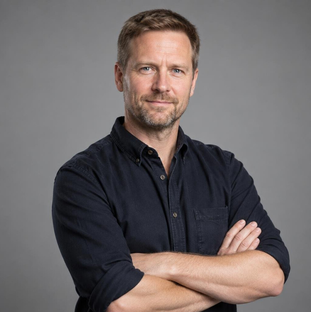 Portrait of a man in a dark shirt