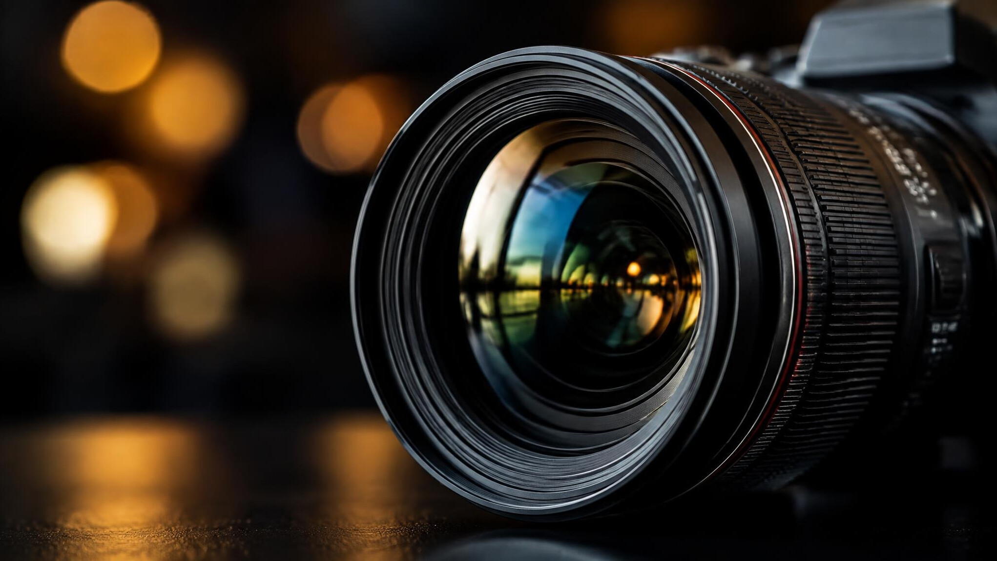 Camera lens close-up